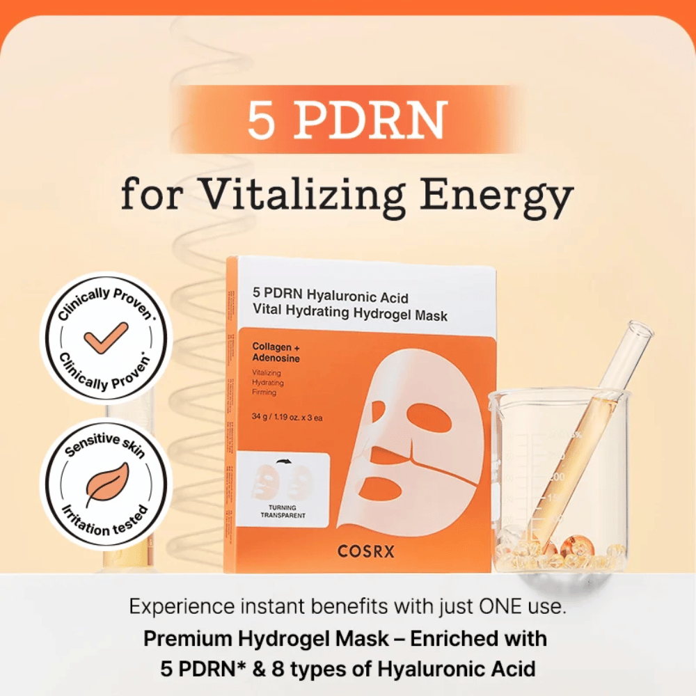 5 PDRN Hyaluronic Acid Vital Hydrating Hydrogel Mask (3 sheets)
