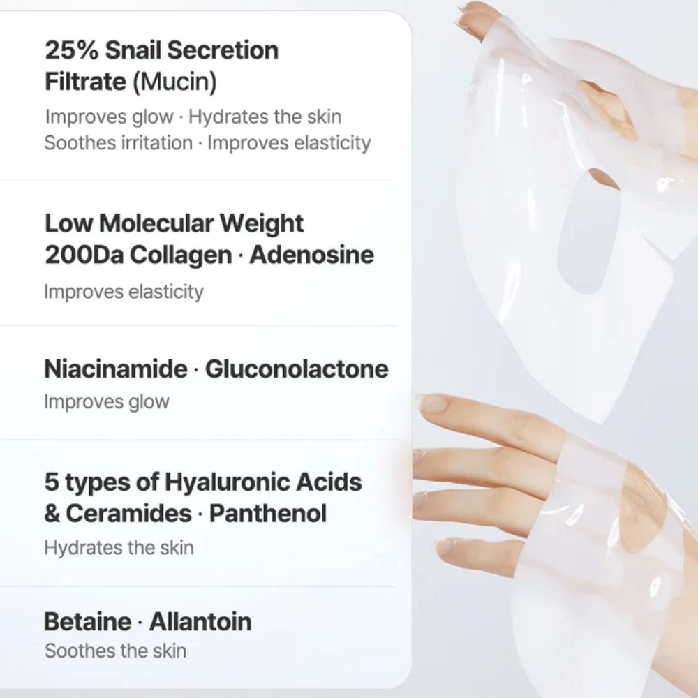 Advanced Snail Mucin Glass Glow Hydrogel Mask (3 sheets)