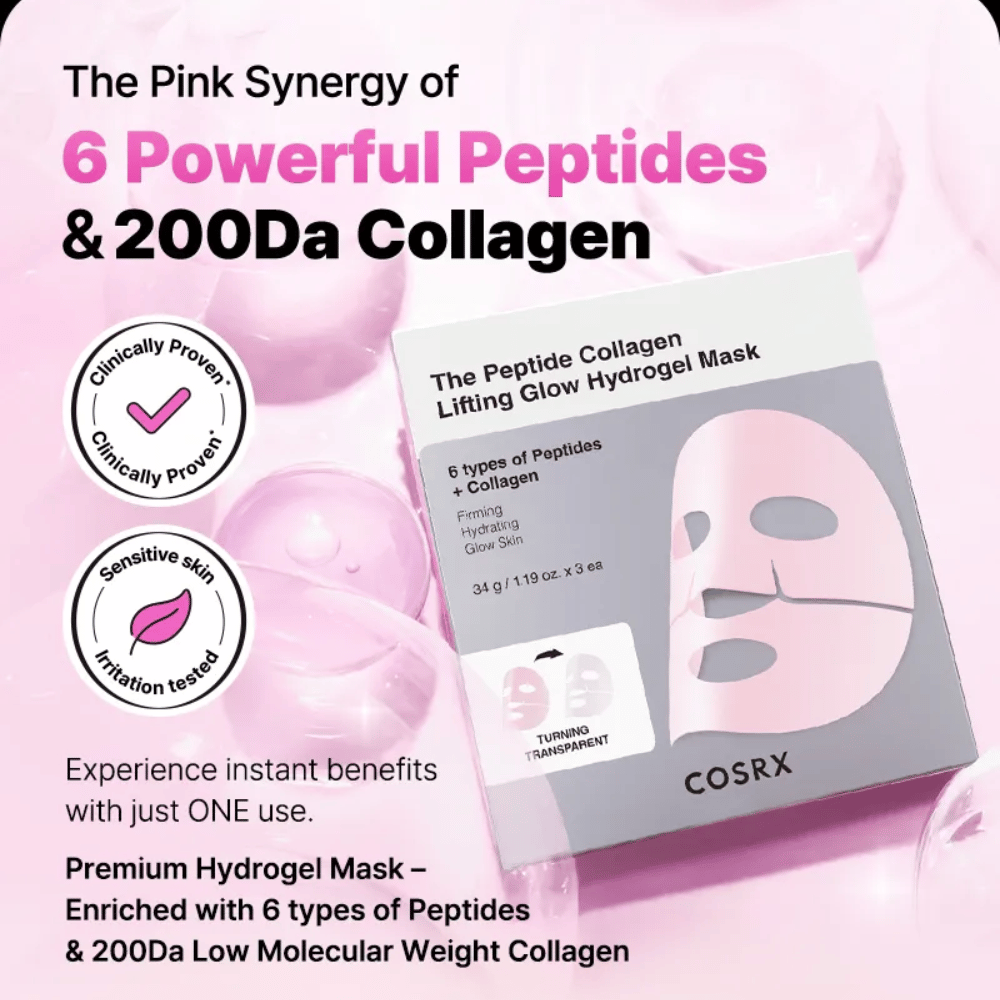 The Peptide Collagen Lifting Glow Hydrogel Mask (3 sheets)