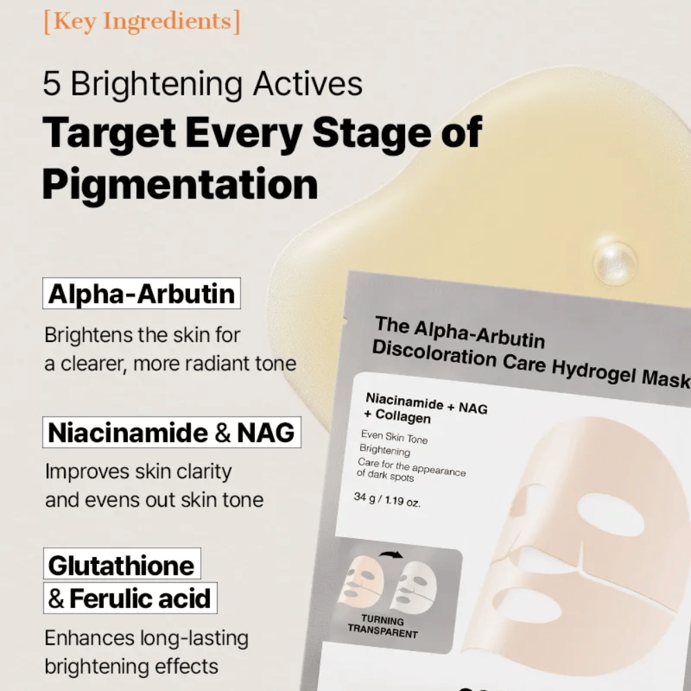 The Alpha-Arbutin Discoloration Care Hydrogel Mask (3 sheets)